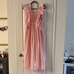 Elegant Pink Ruffled Maxi Dress